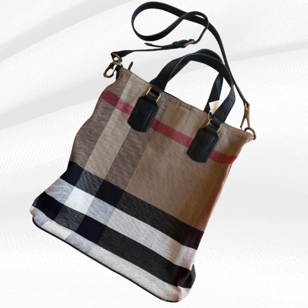 Burberry House Check Canvas and Leather Tottenham Tote Bag Pre-Owned - Picture 3 of 17